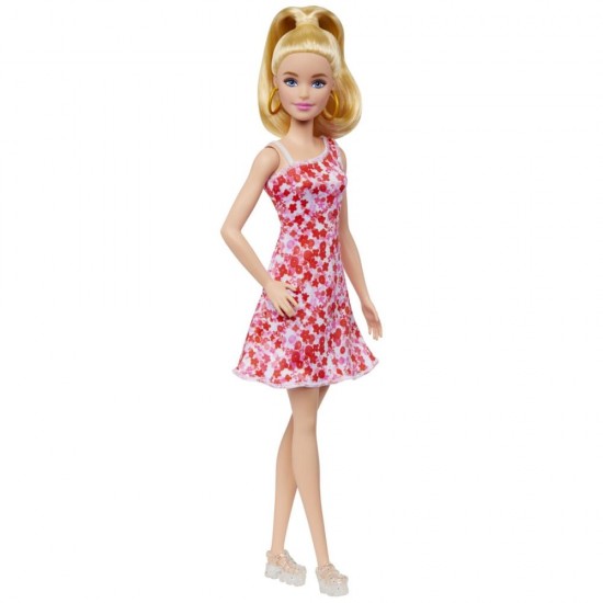 Papusa Barbie Fashionistas blonda cu rochita cu floricele