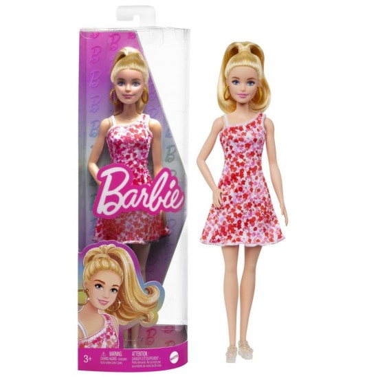 Papusa Barbie Fashionistas blonda cu rochita cu floricele