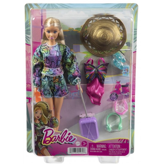 Papusa Barbie cu accesorii calatorie