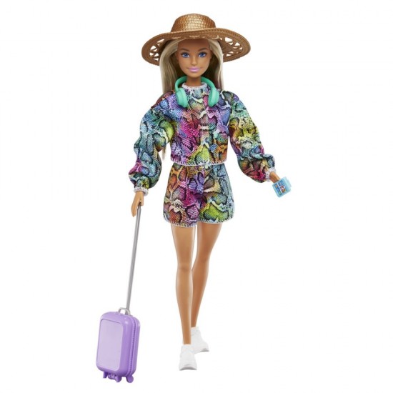 Papusa Barbie cu accesorii calatorie