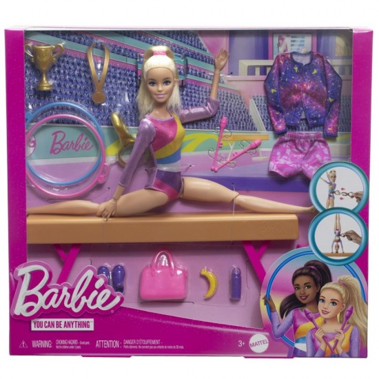 Papusa Barbie You Can Be - Gimnasta blonda cu accesorii