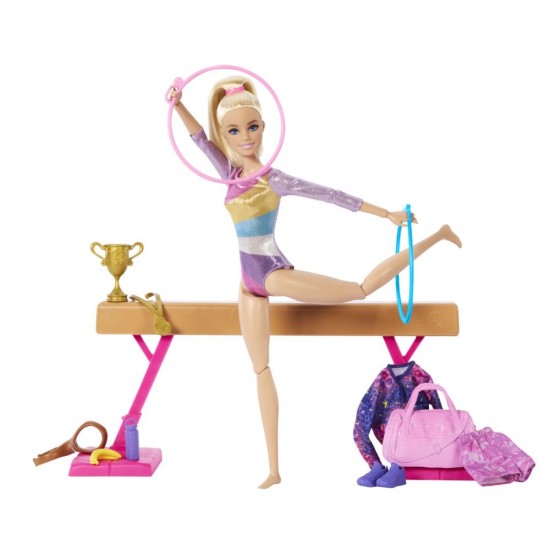 Papusa Barbie You Can Be - Gimnasta blonda cu accesorii