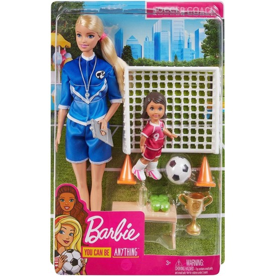 Set papusa blonda Barbie Cariere - Antrenor de fotbal 