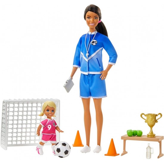 Set papusa bruneta Barbie Cariere - Antrenor de fotbal 