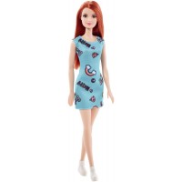 Papusa Barbie clasica roscata cu rochita albastra