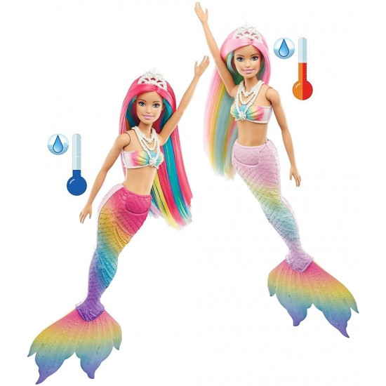 Papusa Barbie Dreamtopia sirena care isi schimba culoarea