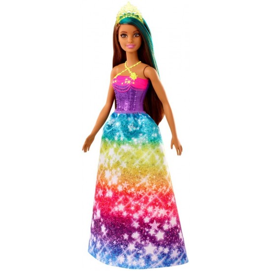 Papusa Barbie Printesa Dreamtopia cu coronita galbena