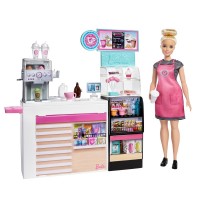 Set Cafeneaua Barbie cu papusa si 20 de accesorii