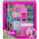 Set papusa Barbie blonda cu mobilier bucatarie