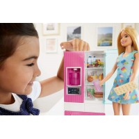 Set papusa Barbie blonda cu mobilier bucatarie