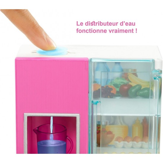 Set papusa Barbie blonda cu mobilier bucatarie