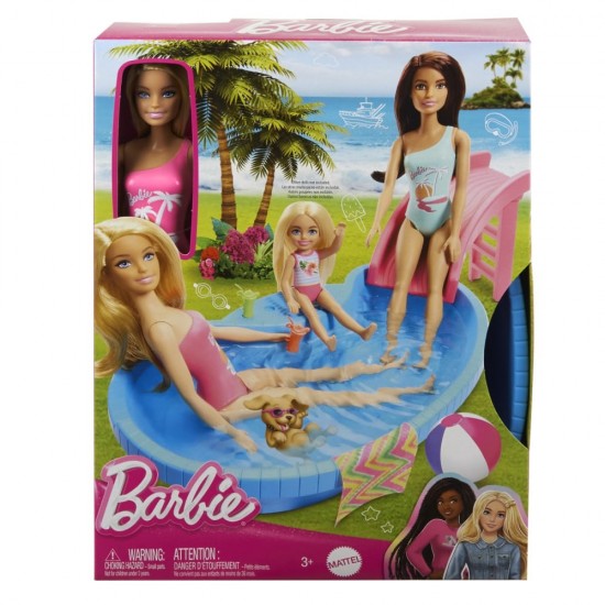 Set papusa Barbie blonda cu piscina