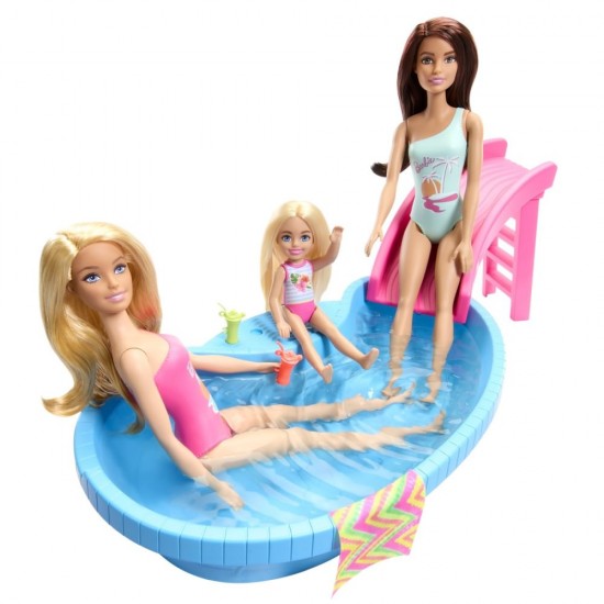 Set papusa Barbie blonda cu piscina