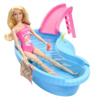 Set papusa Barbie blonda cu piscina