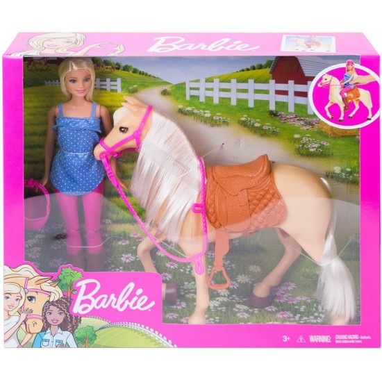 Set papusa cu cal Barbie