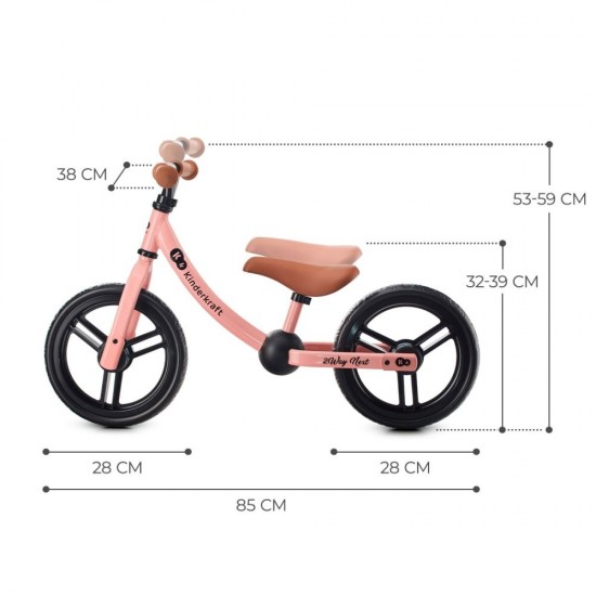 Bicicleta fara pedale Kinderkraft 2Way Next Rose Pink 12 inch