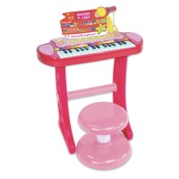 Orga electronica roz cu scaun si microfon Bontempi 