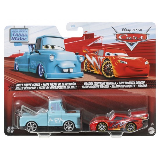 Set 2 masinute metalice Cars 3 - Drift Party Mater si Dragon Fulger McQueen