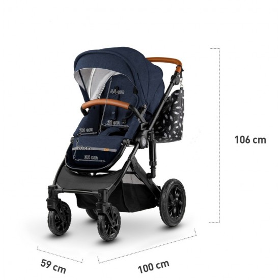 Carucior 3 in 1 Kinderkraft Prime 2 Mink Pro Navy