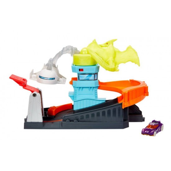 Set de joaca Hot Wheels - Cursa cu obstacol Ptero Dinozaurul Zburator