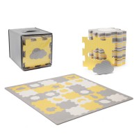 Covoras de joaca puzzle 3D din spuma Kinderkraft Luno Shapes Yellow