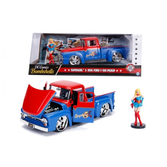 Masinuta metalica DC Comics Bombshells 1956 Ford Super Girl scara 1:24 Masinuta metalica DC Comics Bombshells 1956 Ford Super Girl scara 1:24