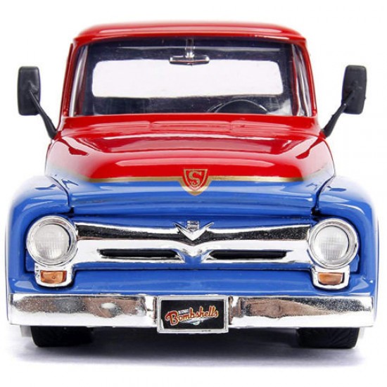 Masinuta metalica DC Comics Bombshells 1956 Ford Super Girl scara 1:24 Masinuta metalica DC Comics Bombshells 1956 Ford Super Girl scara 1:24