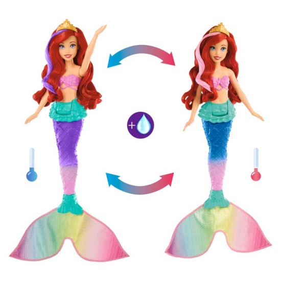 Papusa Disney Princess sirena Ariel culori schimbatoare