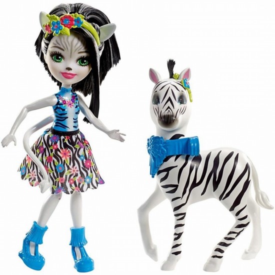 Set papusa cu animalut zebra Zelena Enchantimals