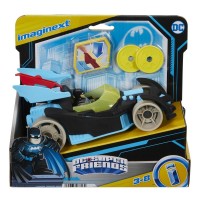 Vehicul cu figurina Batman cu costum gri Fisher Price Imaginext DC Super Friends