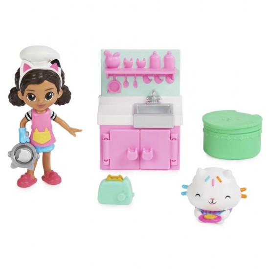 Set de joaca Gabbys Dollhouse cu figurina si accesorii bucatarie