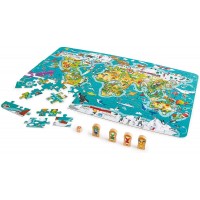 Puzzle 2 in 1 Hape 100 piese - Turul lumii