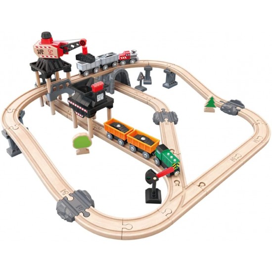 Set tren minier din lemn Hape