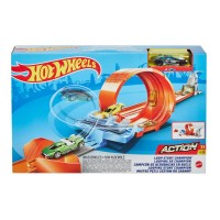 Set de joaca Hot Wheels circuit rapid cu lansator pentru cascadorii si masinuta exclusiva