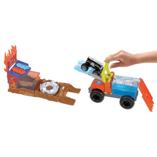 Set de joaca Hot Wheels Monster Truck Arena Smashers Color Shifters  - Salvarea lui 5-Alarm