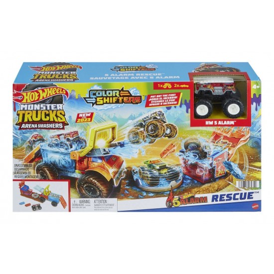 Set de joaca Hot Wheels Monster Truck Arena Smashers Color Shifters  - Salvarea lui 5-Alarm