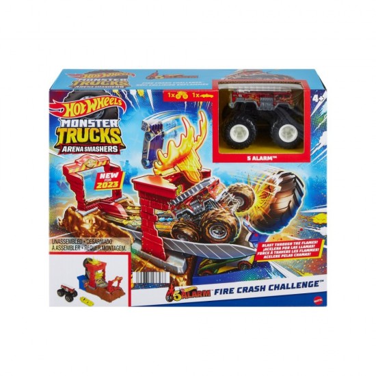 Set de joaca Hot Wheels Monster Trucks Entry Challenge Arena Smashers - Provocarea Fire Crash