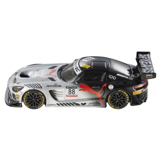 Masinuta metalica Mercedes AMG GT3 scara 1:43 Hot Wheels Premium Real Riders 