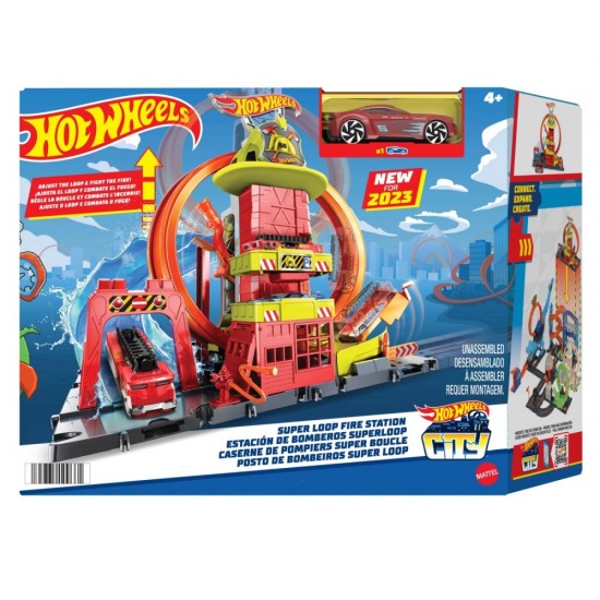 Statia de pompieri Super Loop Hot Wheels 