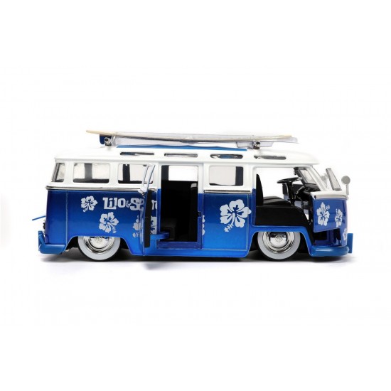 Autobuz metalic Volkswagen T1 si figurina Stitch scara 1:24