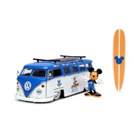 Masina din metal Volkswagen T1 Bus scara 1:24 cu figurina Mickey Mouse