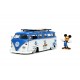 Masina din metal Volkswagen T1 Bus scara 1:24 cu figurina Mickey Mouse