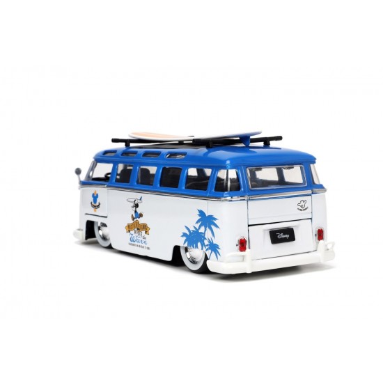 Masina din metal Volkswagen T1 Bus scara 1:24 cu figurina Mickey Mouse