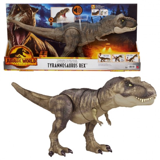 Dinozaur interactiv Jurassic World Thrash and Devour Tyrannosaurus Rex 53 cm