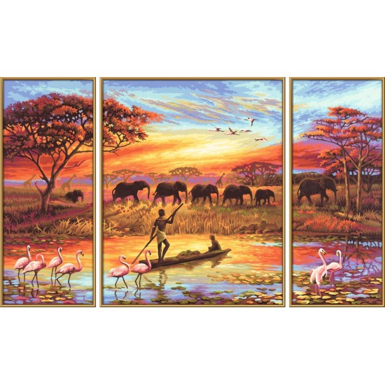 Set 3 tablouri pictura pe numere Schipper - Africa, un continent magic