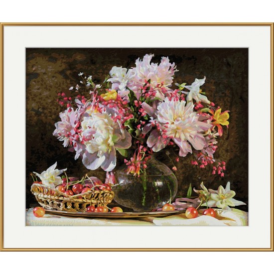 Kit pictura pe numere Schipper - Explozie de culoare cu flori si cirese
