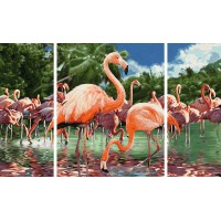 Kit 3 tablouri pictura pe numere Schipper Flamingo