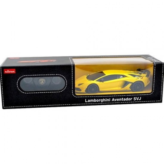 Masina cu telecomanda Lamborghini Aventador SVJ galben scara 1:24