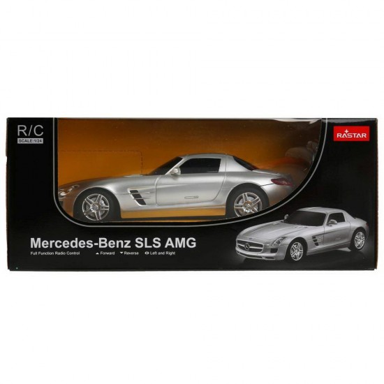 Masina cu telecomanda Mercedes-Benz SLS AMG argintie scara 1:24