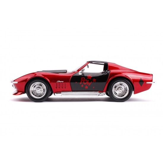 Masinuta din metal Harley Quinn 1969 Chevy Corvette scara 1:24 Masinuta din metal Harley Quinn 1969 Chevy Corvette scara 1:24